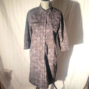 Soft Surroundings Woman's Gray Button Down Denim Jacket Dress, Size: M